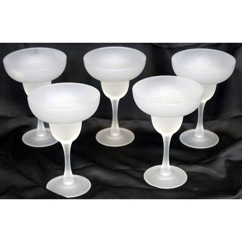 5 Frosted White Margarita Glasses 6.5'' Barware Classic Cocktail Drink